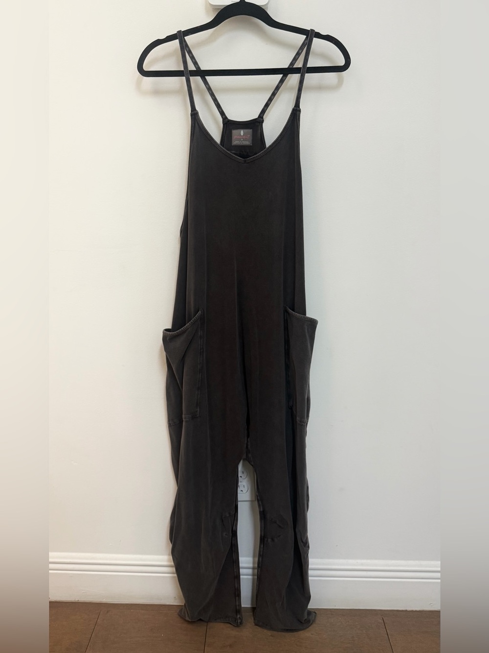 Free People Charcoal Gray Wide-Leg Jumpsuit with Pockets